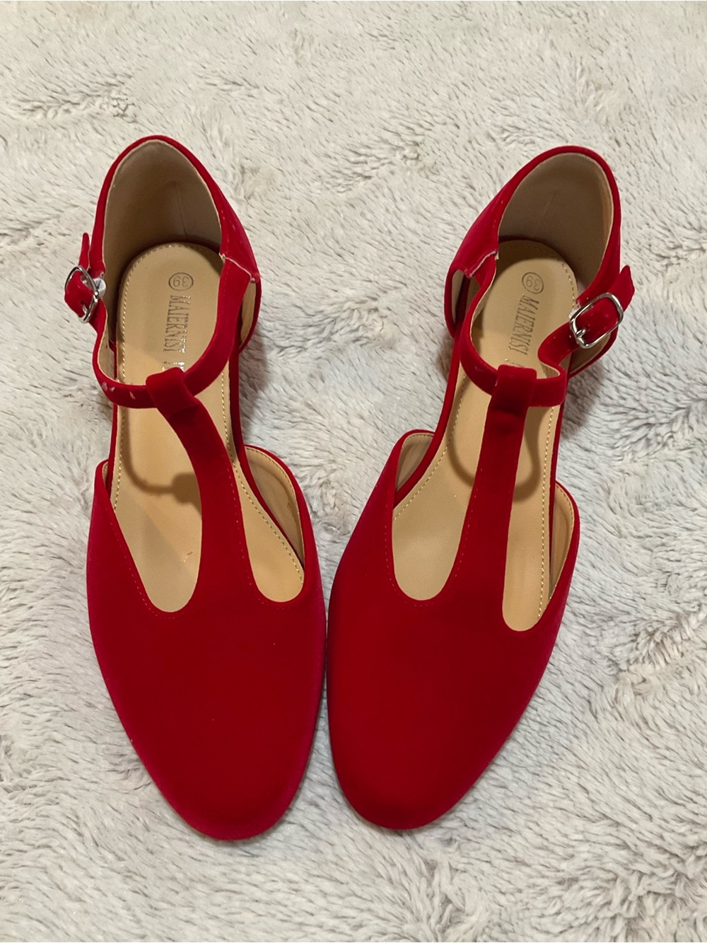Mairnisi Jessi Red Velvet T-Strap